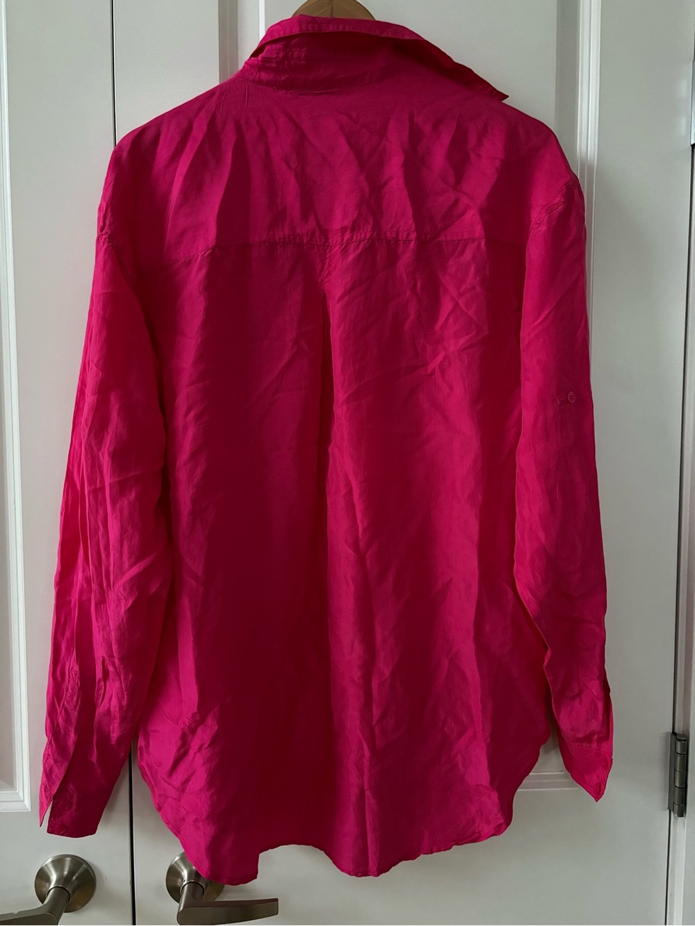 Silk Hot Pink Button-Up Shirt - Picture 4 of 7